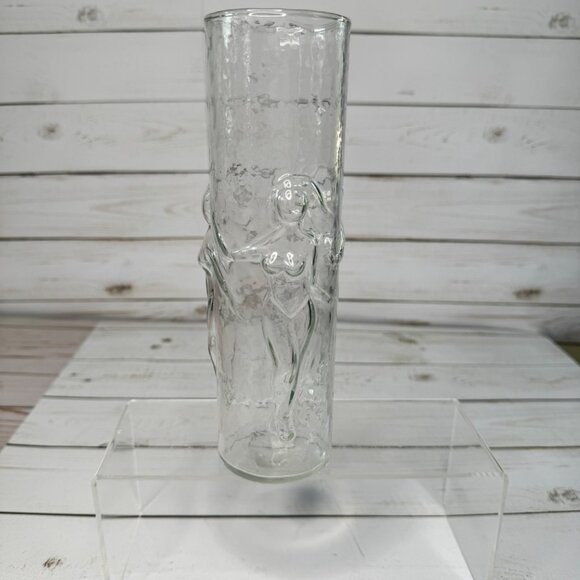 Vintage Libbey Le Femme 3d Naked Ladies 20 oz Clear Cocktail Glass Vase Barware - Picture 1 of 10
